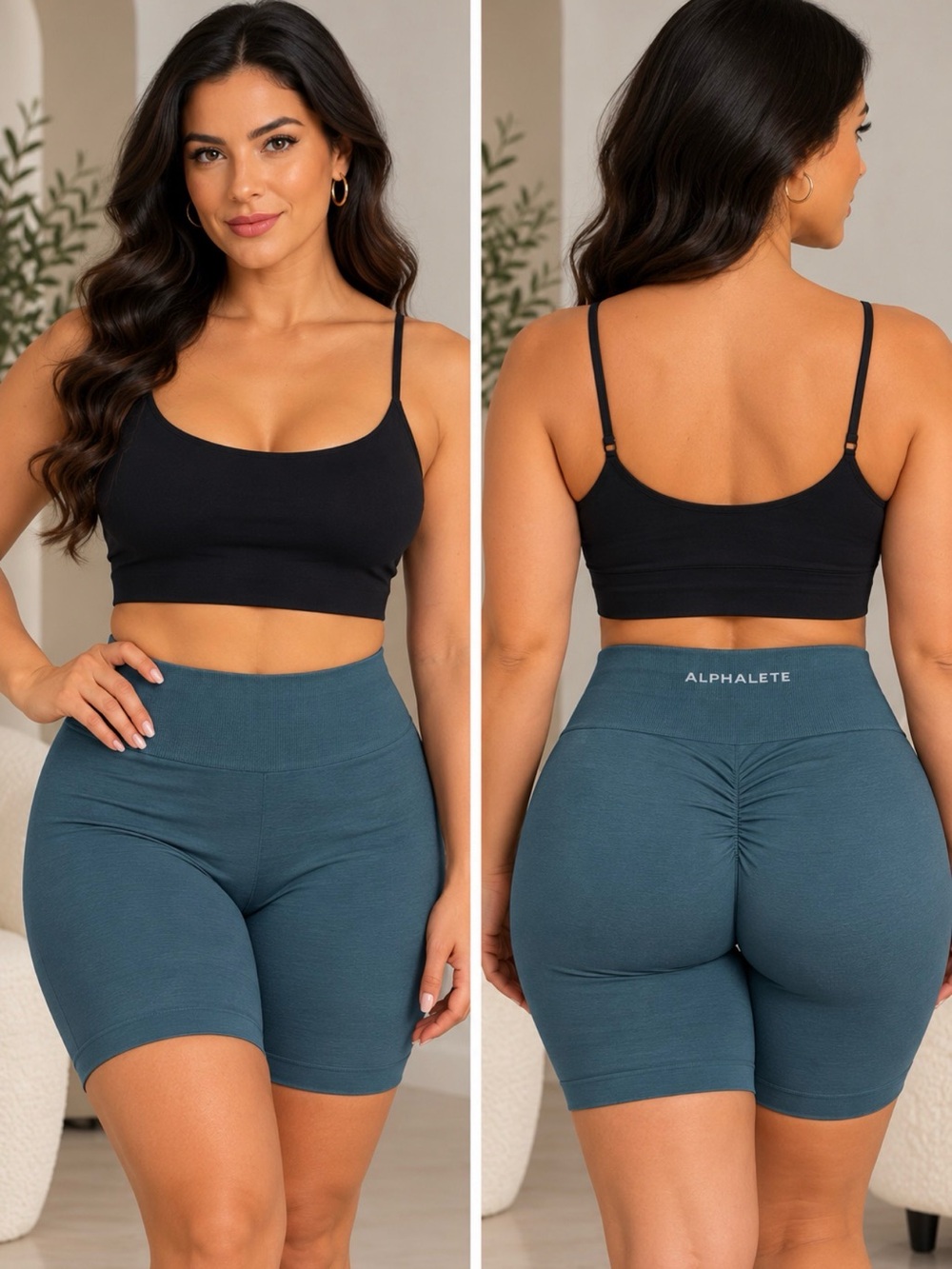 Alphalete Teal High-Waist Scrunch Biker Shorts